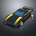 Black and Yellow Sports Car With Sleek Design Rear Spoiler and Modern Aerodynamic Styling