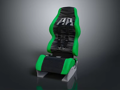 Sporty Black And Green Car Seat With Four Point Harness Design For Vehicles 3d model