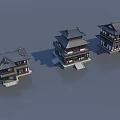 Traditional Chinese Ancient Architecture Featuring Multi Layered Structures Tiled Roofs And Overhanging Eaves 3d model