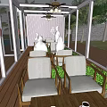 Spacious Glass Sunroom On Wooden Deck With Outdoor Tables Chairs And Green Trees