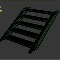 Natural Scenic View With Black Metal Grille And Parallel Slats On Gray Background