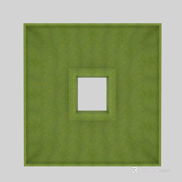 Modern Green Textured Ceiling Design With Central White Square Insert 3d model 