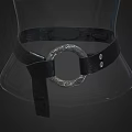 Glass Mannequin Waist With Black Leather Belt And Silver Circular Buckle