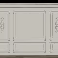 Elegant White Ornate Carved Paneled Sofa Backdrop Wall Interior Decor 3d model