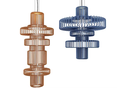 Modern Geometric Chandeliers With Brown And Blue Two Tone Design For Interior Lighting 3d model