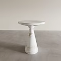 Modern Round Side Table With White Marble Top And Conical Base Design 3d model