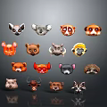 Various Cartoon Animal Heads With Different Colors Features And Unique Details