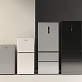 Modern Refrigerators In Silver White Gray Black Colors With Various Designs On 3d model