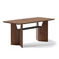 Modern Dark Brown Wooden Dining Table With Rectangular Top And Crossed Black Frame 3d model