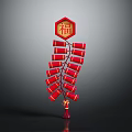 Traditional Chinese New Year Red Firecrackers Decoration With Top Fu Character