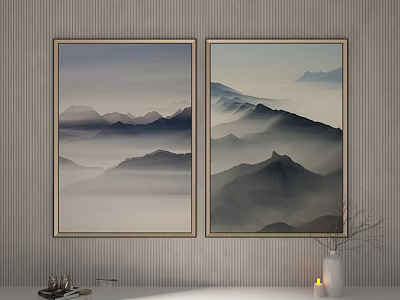 Modern landscape painting hanging painting decoration simple minimalist 3d model