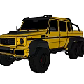 Yellow 4x4 Off Road Car With Black Roof Rack And Big Tires