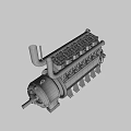 Industrial Engine With Multiple Cylinders Pipes Mechanical Structure And Metal Parts