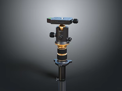 Black And Gold Electronic Appliance Tripod Head Design With Stable Metal Structure Components 3d model