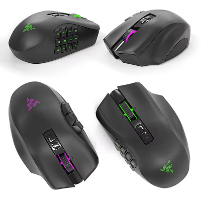 Razer Gaming Mice Series with RGB Lighting Green Purple Accents and Ergonomic Design 3d model