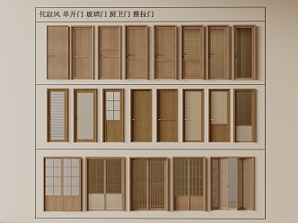 Ji Feng Japanese Style Single Door Glass Door Kitchen and Sanitary Door sliding door folding door 3d model