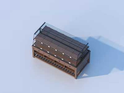 Retail Display Showcase With Transparent Glass Cover And Wooden Brown Shelves For Commercial Store Products 3d model