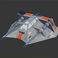 Sci Fi Starship Model With Gray Orange Design And Cockpit Windows 3d model