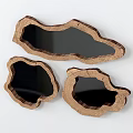 Three Decorative Mirrors With Irregular Wooden Frames And Natural Log Texture 3d model