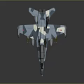 Military Fighter Jet With Blue White Camouflage Paint And Weapons Under Wings