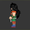 Detailed Anime LEGO Character In Orange Green Outfit With Mythical Creature Companion