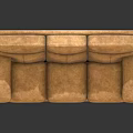 Modern Three Seater Sofa In Light Brown Leather With Plush Seats And Thick Armrests