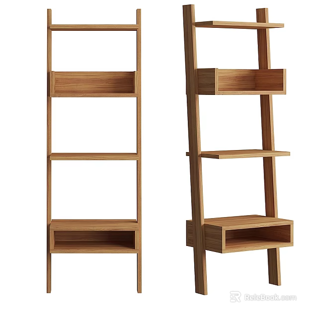 Modern Wooden Bookcase With Minimalist Design And Multiple Open Shelves 3d model 