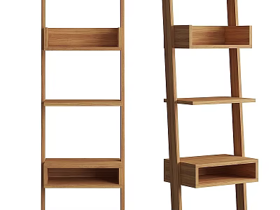 Modern Wooden Bookcase With Minimalist Design And Multiple Open Shelves 3d model