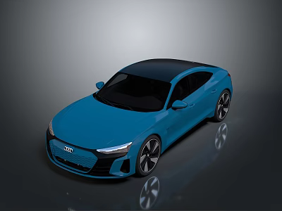 Audi Blue Sports Coupe With Black Roof And Sleek Modern Exterior Design 3d model