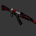 Modern Red And Black Patterned Rifle With Decorative Design Features 3d model