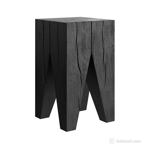 Black Wooden Coffee Table With Unique Leg Design And Natural Wood Grain In Modern Interior 3d model 