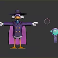 Purple Duck Stuffed Toy With Cloak Hat And Small Accessory Device