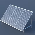 Solar Panel System With Tilted Frame And Multiple Panels On Metal Support 3d model