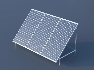 Solar Panel System With Tilted Frame And Multiple Panels On Metal Support 3d model