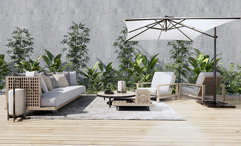 New Chinese Style Outdoor Sofa 3d model