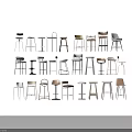 Bar Stools With Various Designs Different Materials And Colors For Home Decor 3d model