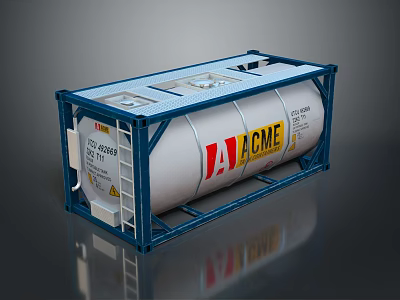ACME Industrial Tank Container With Blue Frame And Metal Storage Structure 3d model