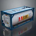 ACME Industrial Tank Container With Blue Frame And Metal Storage Structure
