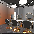 Elegant Modern Hair Salon Interior With White Pillars Round Mirrors And Styling Chairs