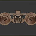 3D Rendered Mechanical Device With Large Copper Wheels And Detailed Structure