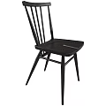 Black Modern Minimalist Leisure Chair With Slender Backrest Slats And Solid Wood Frame
