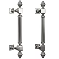 Stainless Steel Door Handles Cylindrical Design With Vertical Grooves And Square Mounting Plates