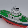 Industrial Marine Vessel With Green Deck White Superstructure And Red Hull 3d model