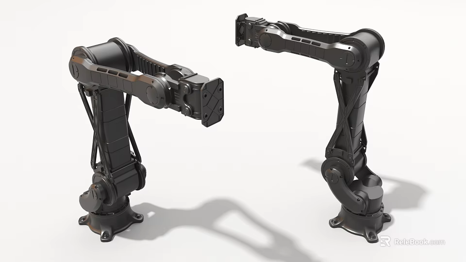 Advanced Industrial Robotic Arms With Precision Mechanical Joints And Black Exterior 3d model 