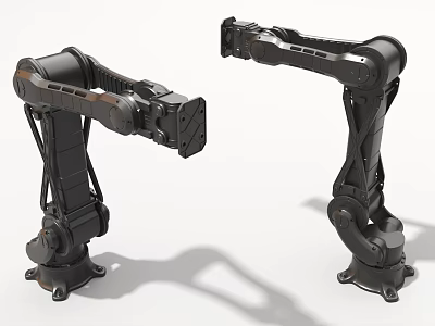 Advanced Industrial Robotic Arms With Precision Mechanical Joints And Black Exterior 3d model