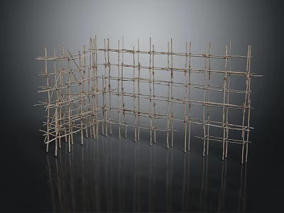 Abstract Geometric Grid Structure Composed Of Interconnected Thin Rods 3d model