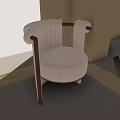 Modern Accent Chair With Light Gray Cushion And Wooden Armrests Pleated Backrest Herringbone Floor