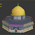 Iconic Domed Building Design With Golden Dome Blue Base Decorative Patterns And Ornate Arches