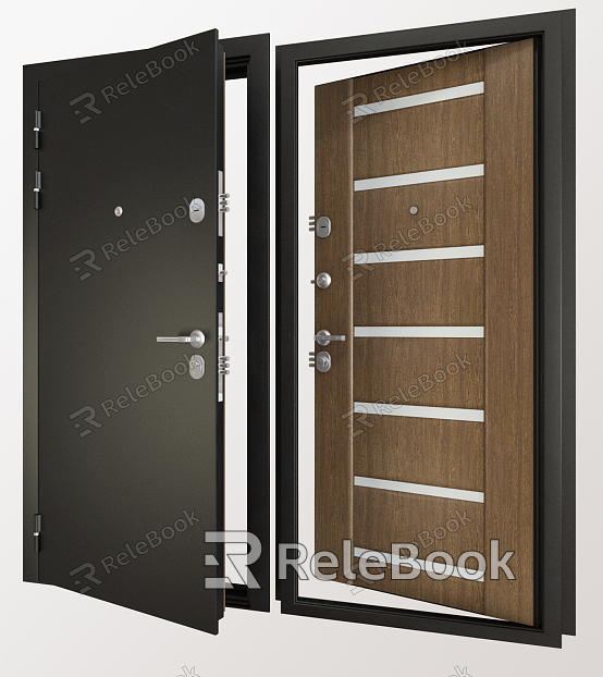 Modern swing door metal security door model