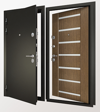 Modern swing door metal security door 3d model